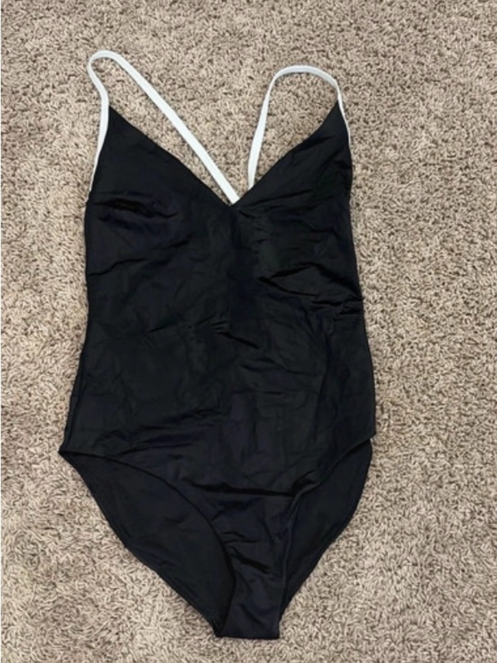 Fabletics Black One-Piece Swimsuit with White Straps